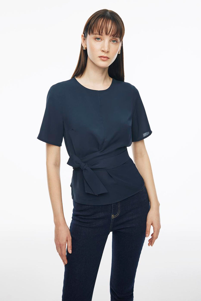 Perspective Blouse Fluid S/Sl Dark Blue