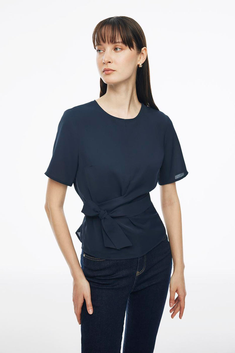 Perspective Blouse Fluid S/Sl Dark Blue