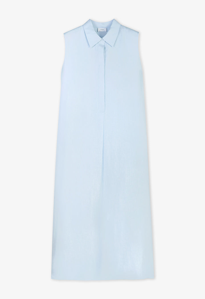 Choice Solid Sleeveless Flared Dress Sky Blue