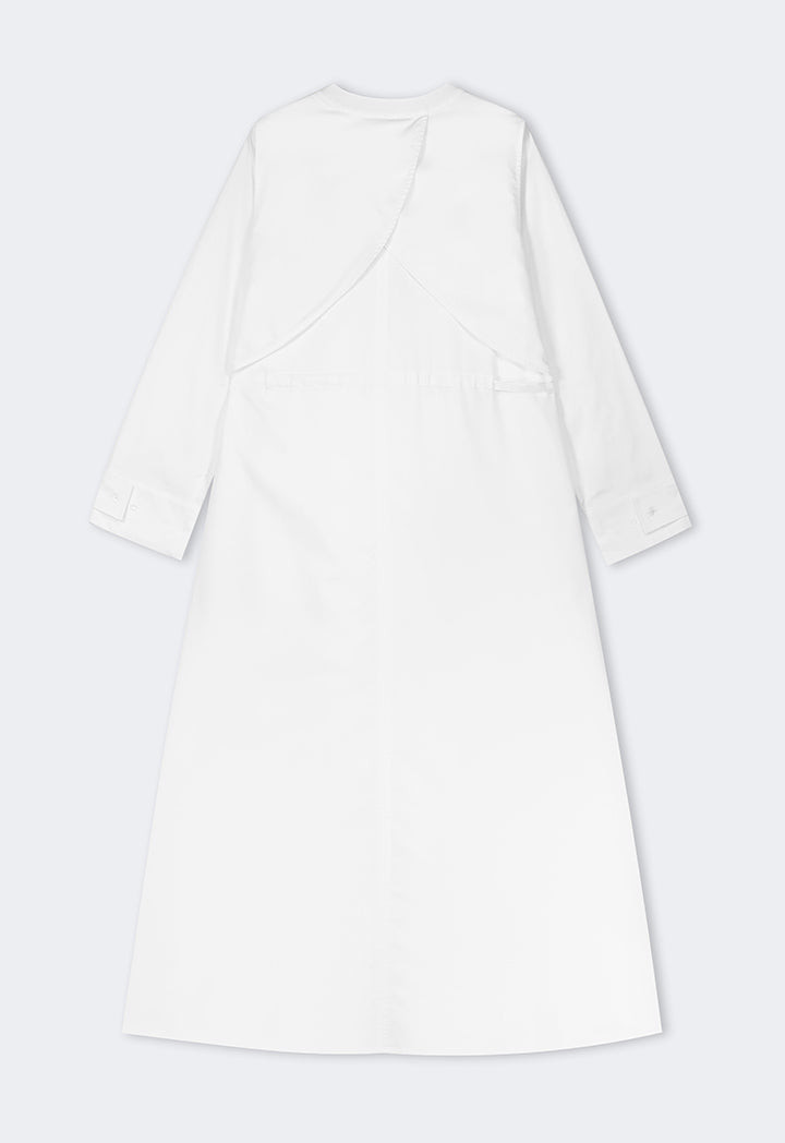 Choice Solid Mandarin Collar Maxi Dress Off White