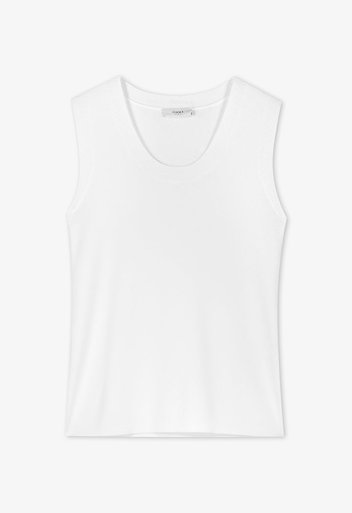 Choice Basic Round Neck Sleeveless Top Off White