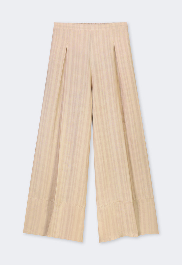 Choice Striped Wide Leg Trousers Beige