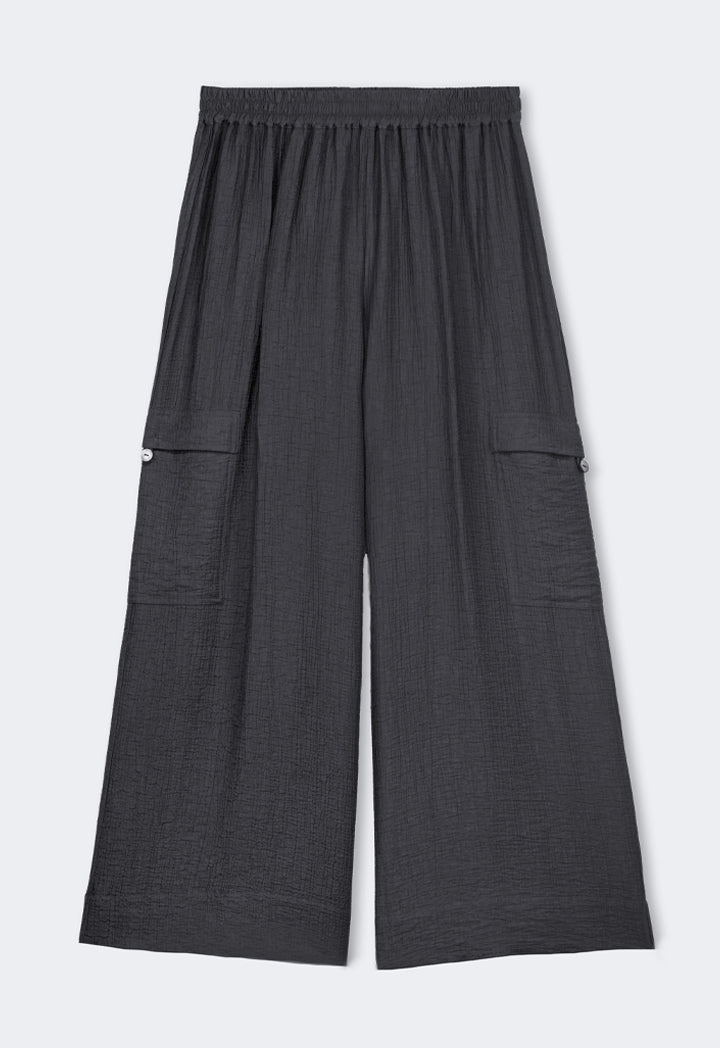 Choice Solid Wide Leg Elasticated Waist Trousers Dark Grey