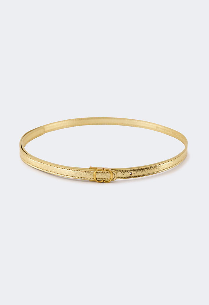 Choice Monogram Buckle Metallic Belt Gold