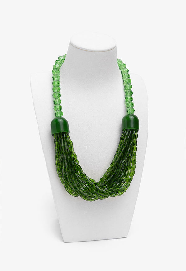 Choice Vibrant Intertwined Beads Necklace Green