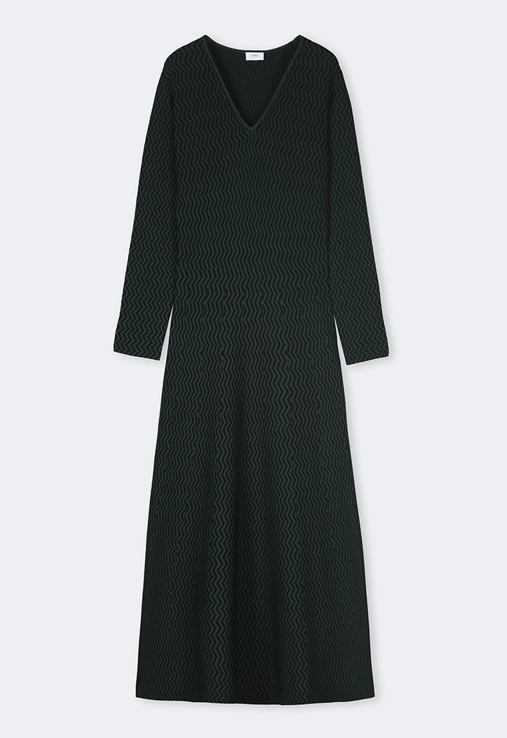 Choice Contrast Knitted Maxi Dress Green