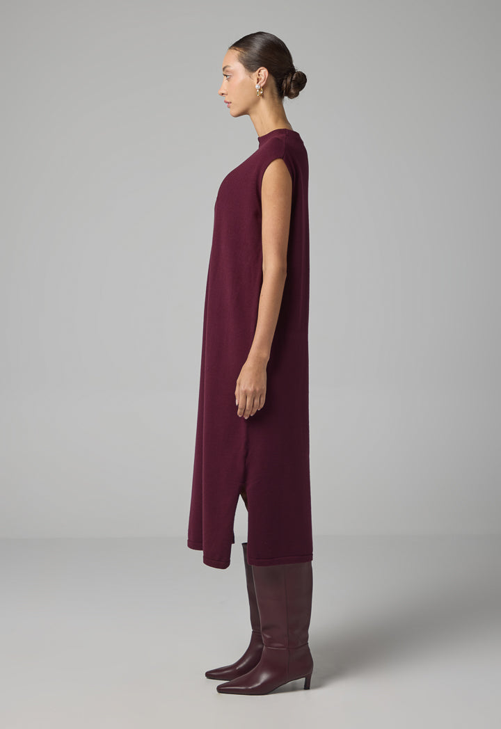 Choice Sleeveless Knitted Maxi Dress Burgundy