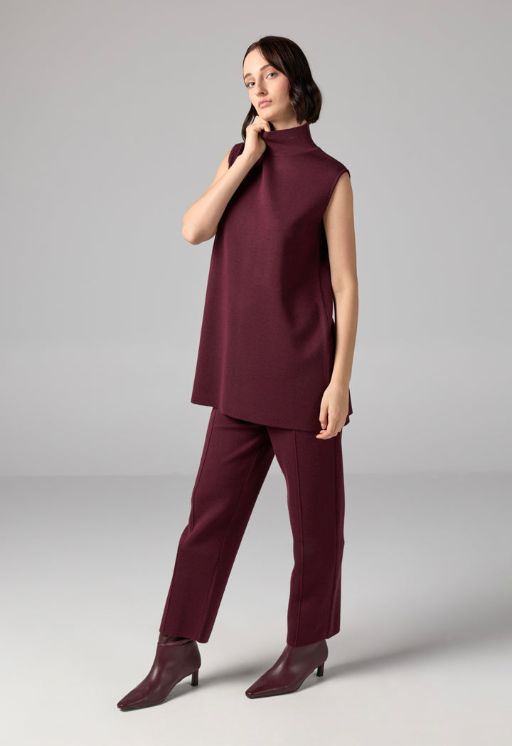 Choice Basic Sleeveless Knitted Top Burgundy