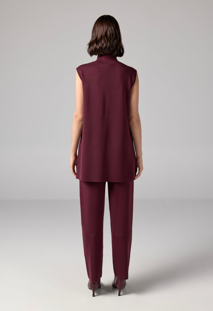 Choice Basic Sleeveless Knitted Top Burgundy