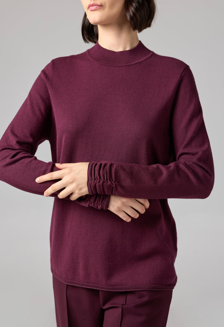Choice Basic Long Sleeve Knitted Sweater Burgundy