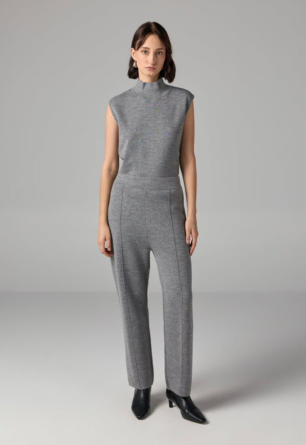 Choice Knitted Straight Fit Solid Pants Grey