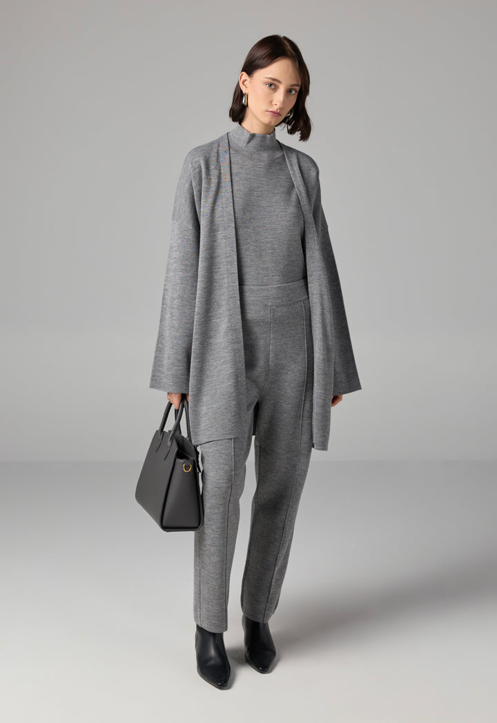 Choice Knitted Straight Fit Solid Pants Grey