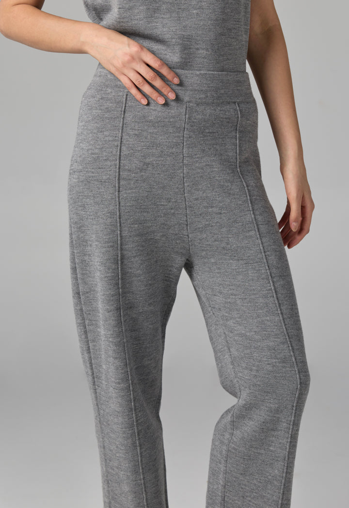 Choice Knitted Straight Fit Solid Pants Grey