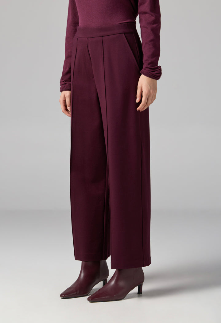 Choice Solid High Waist Trousers Burgundy