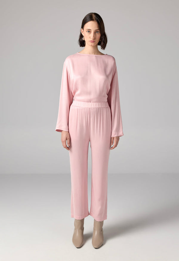 Choice Solid Elastic Waist Trousers Pink