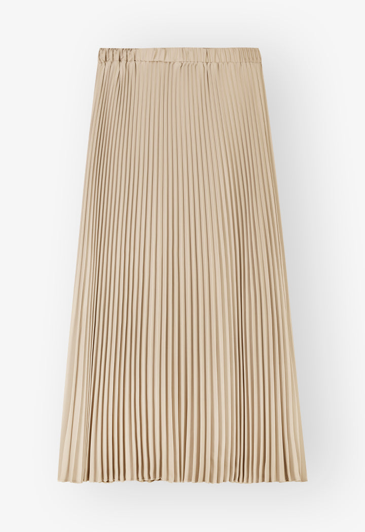 Choice High Waist Pleated Skirt Beige