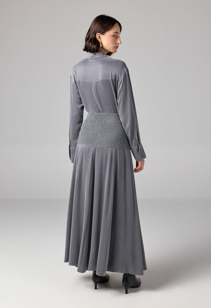 Choice Solid Flared Skirt Grey