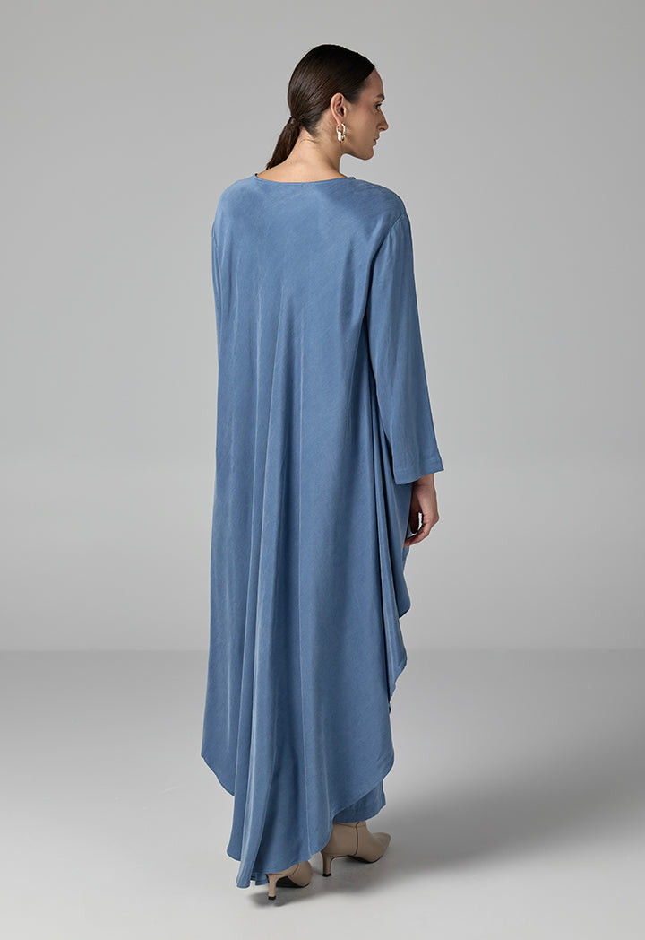 Choice Solid Asymmetrical Blouse  Blue