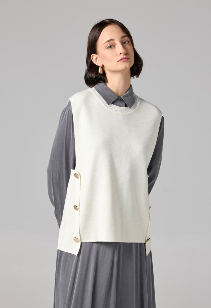 Choice Sleeveless Sweater Vest Off White