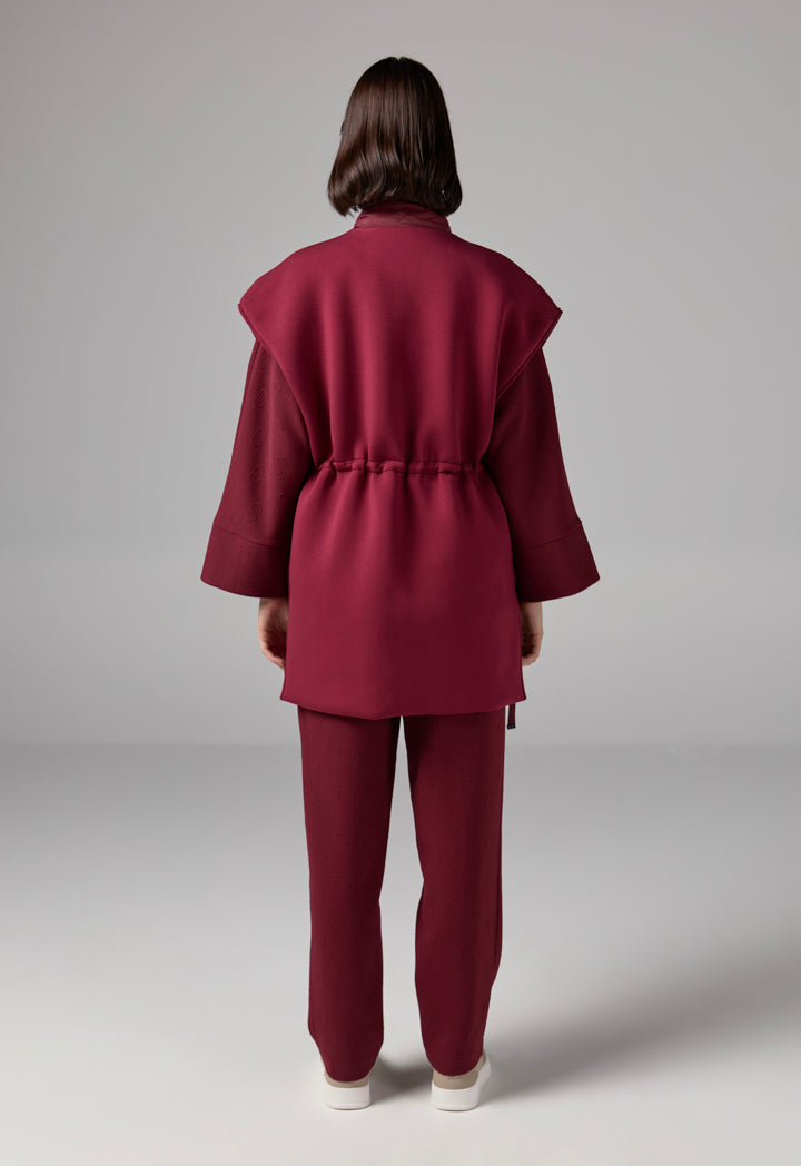 Choice Solid Quilted Sleeveless Gilet Burgundy