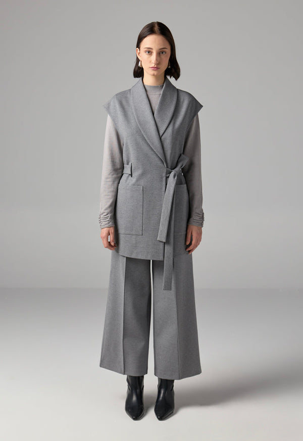 Choice Shawl Collar Front Pocket Gilet Grey