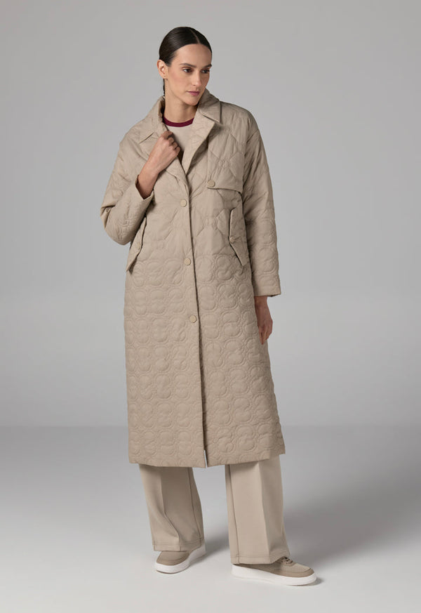 Choice  Embroidered Quilted Monogram Jacket Beige