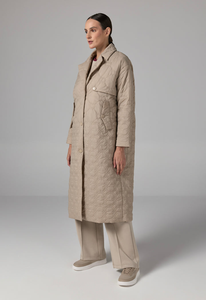 Choice  Embroidered Quilted Monogram Jacket Beige