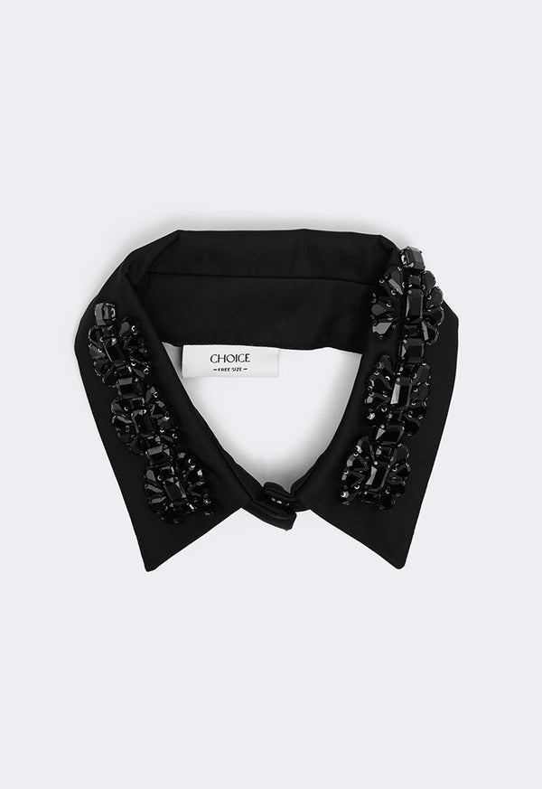 Choice Rhinestone Embellished Detachable Collar Black