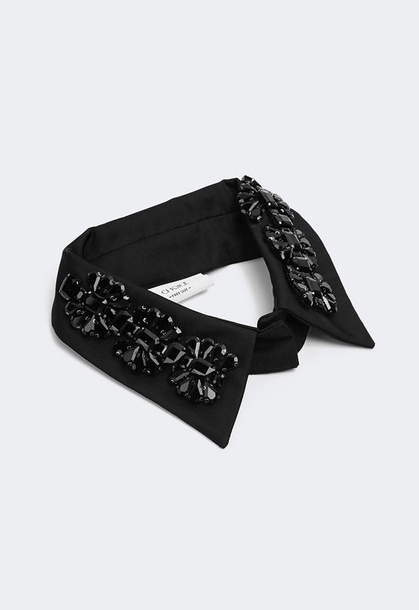 Choice Rhinestone Embellished Detachable Collar Black