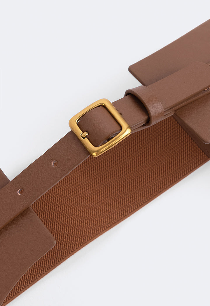 Choice Wide Pu Leather Belt Brown