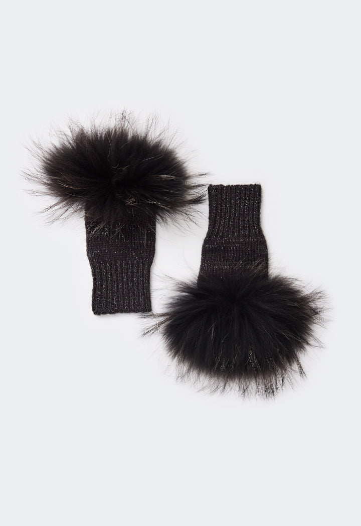 Choice Faux Rabbit Hair Gloves Black