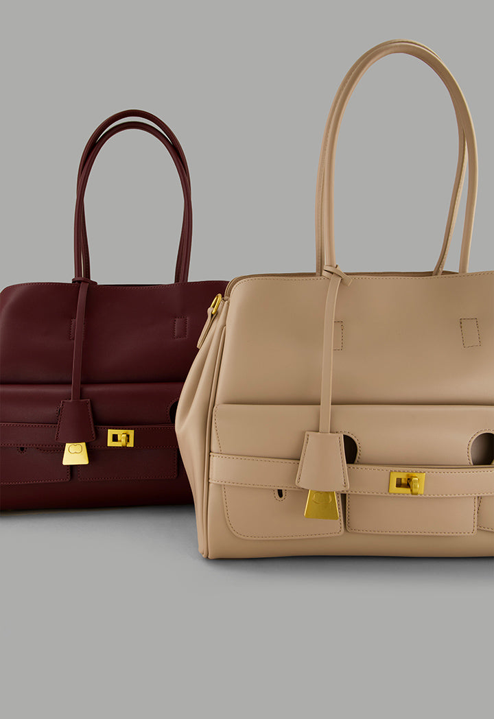 Choice Shoulder Handles Tote Bag Burgundy