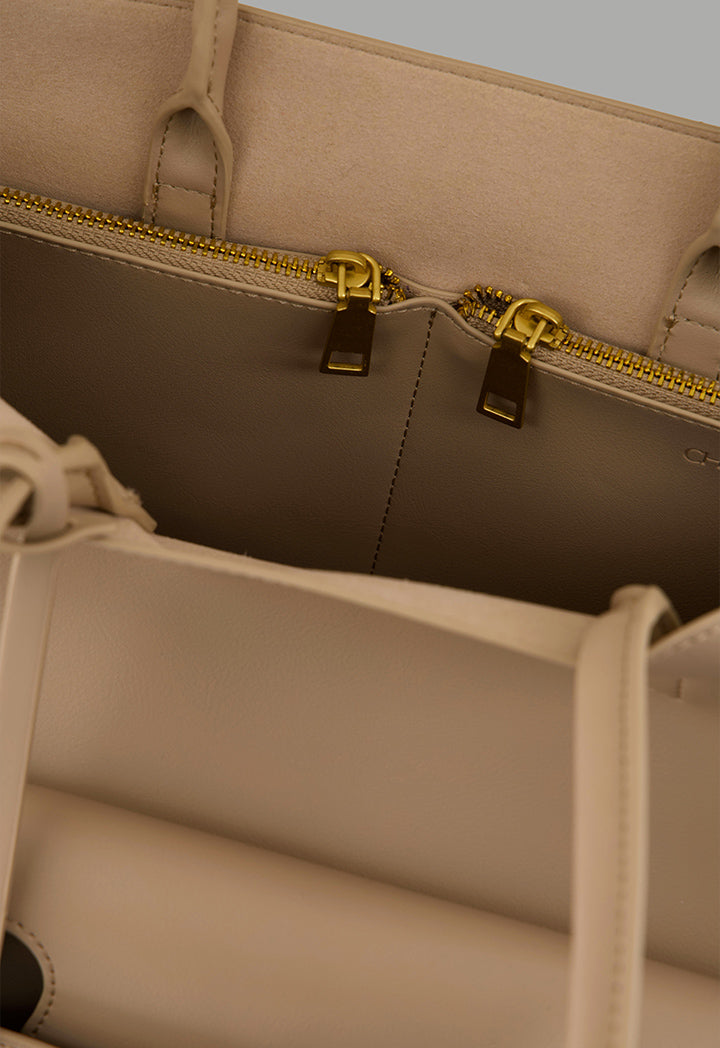 Choice Shoulder Handles Tote Bag Beige