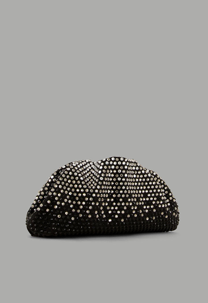 Choice Rhinestones Encrusted Clutch Black