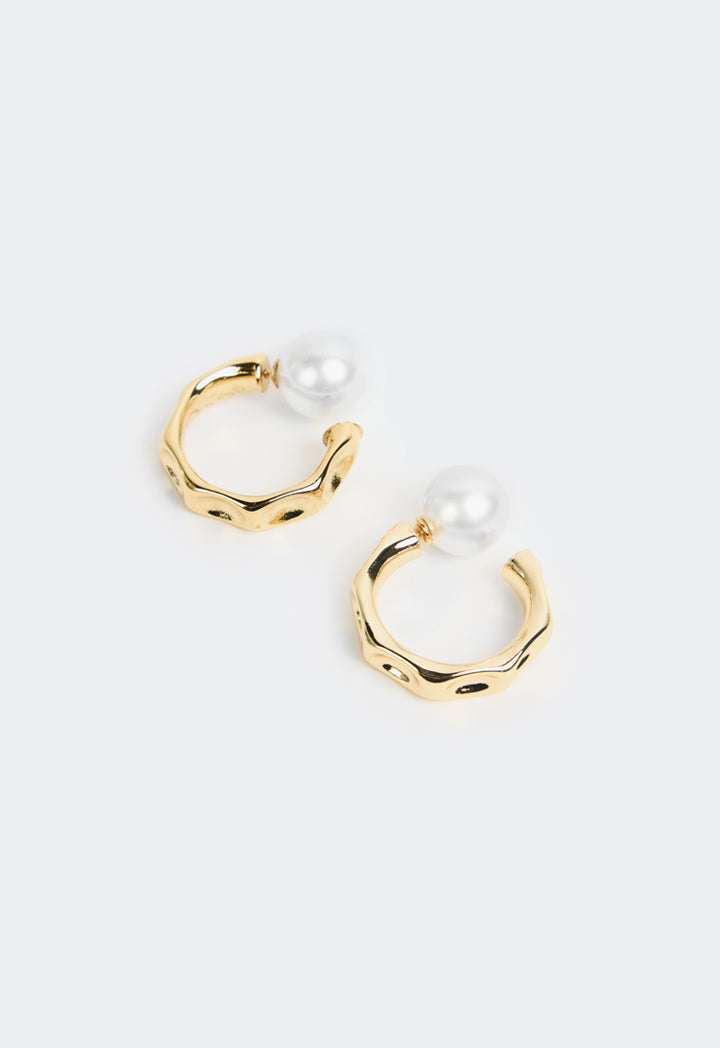 Choice Faux Pearls Hoop Earrings Gold