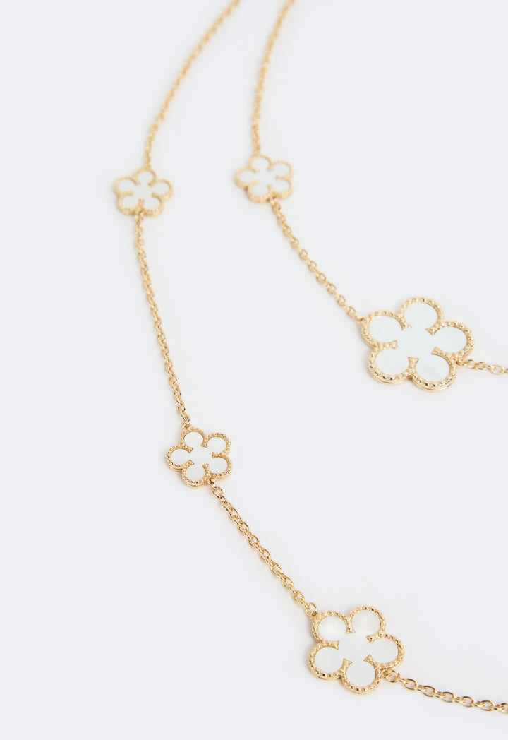 Choice Floral Opera Necklace White