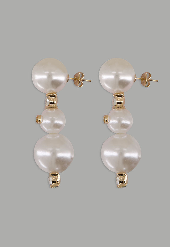 Choice Crystal Faux Pearls Earrings Off White