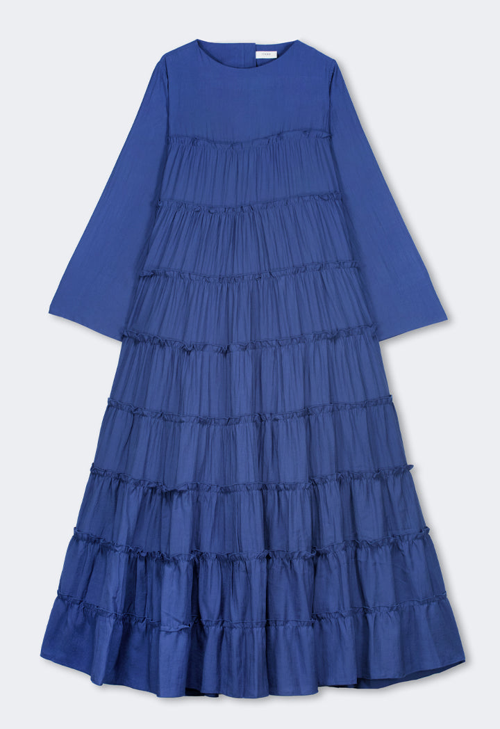 Choice Multi-Tiered Maxi Flared Dress  Blue