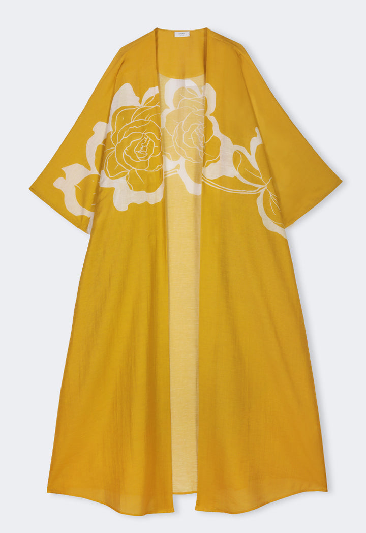 Choice Floral Printed Oversize Maxi Abaya Gold