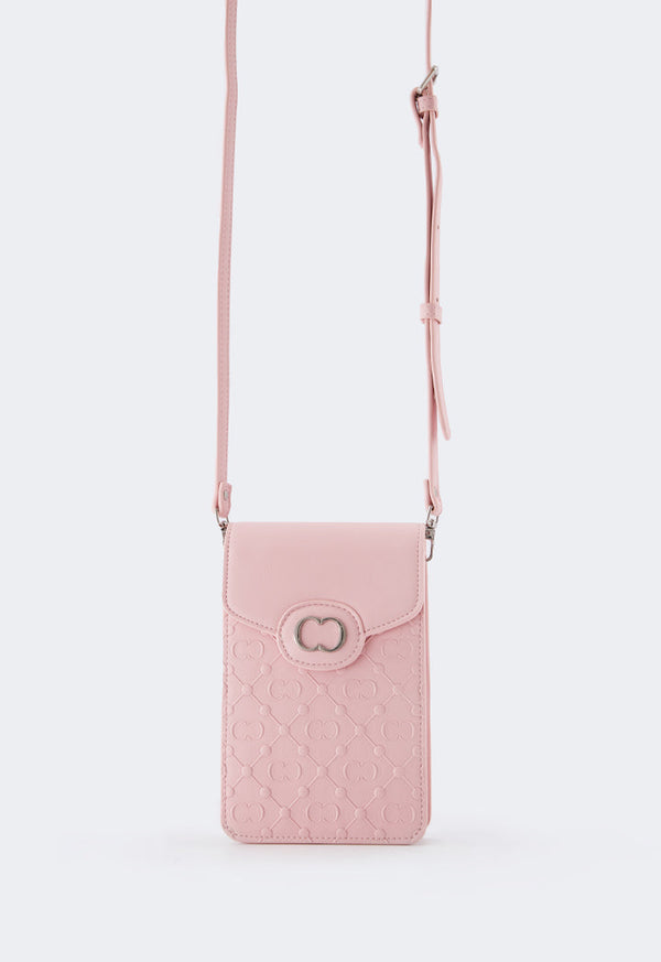 Choice Embossed Monogram Cross Body Bag Pink