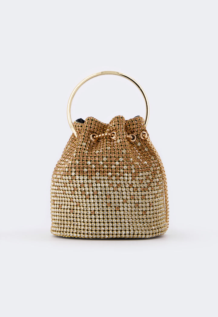 Choice Ombre Crystal Bucket Bag Gold