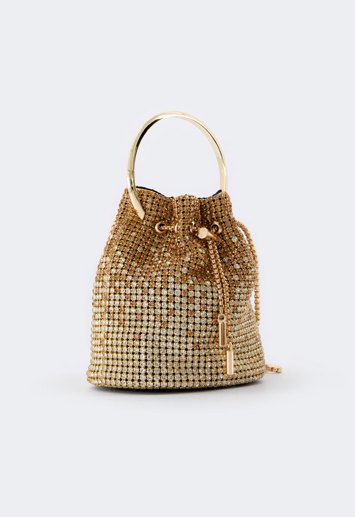 Choice Ombre Crystal Bucket Bag Gold