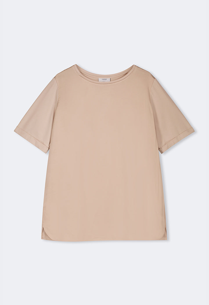Choice Short Sleeve Basic T-Shirt Beige