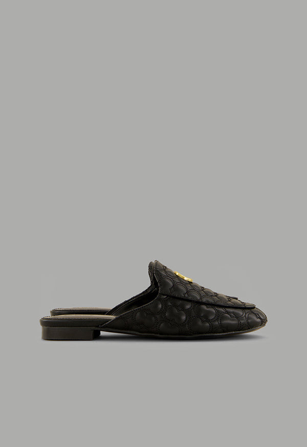 Choice Quilted Embellished Mules Black