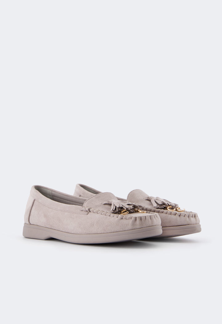 Choice Tassel Suede Loafers Grey