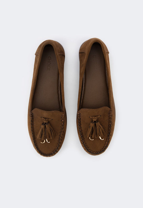 Choice Tassel Suede Loafers Dark Brown