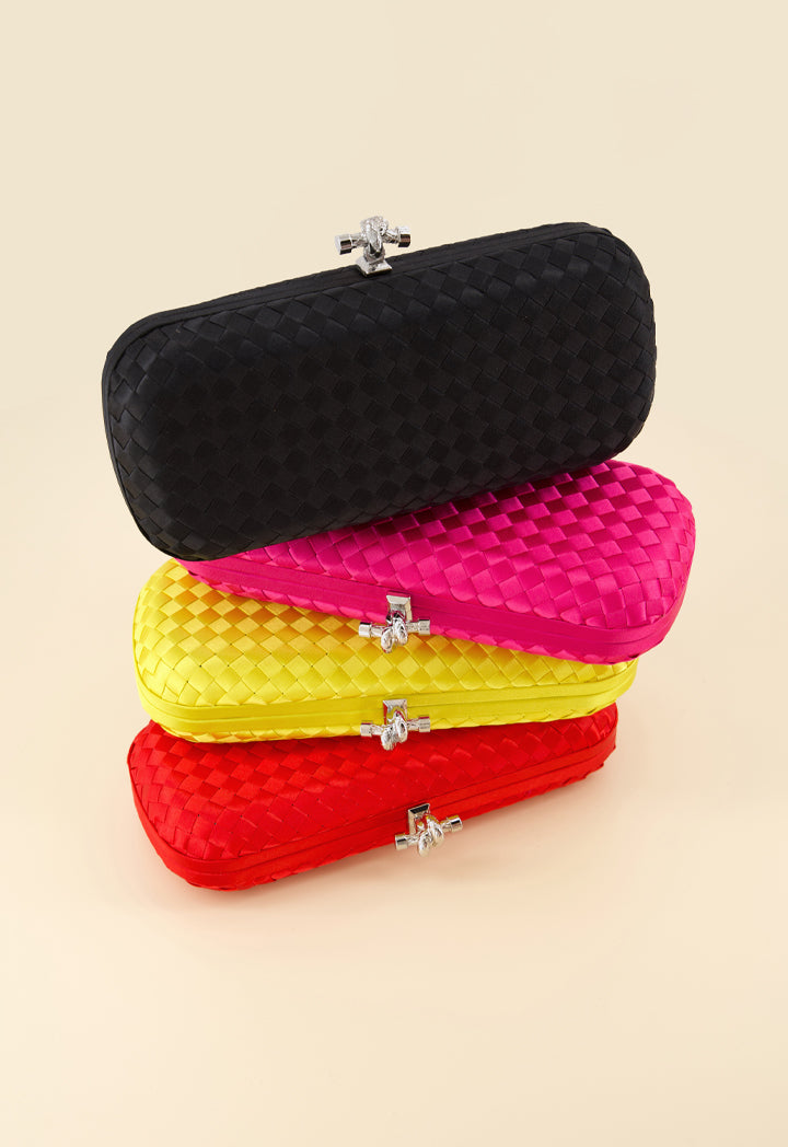 Choice Knot Clasp Woven Clutch Yellow