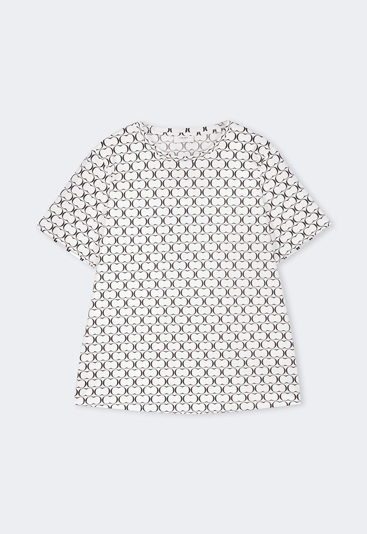 Choice All Over Monogram Print T-Shirt Offwhite/Black