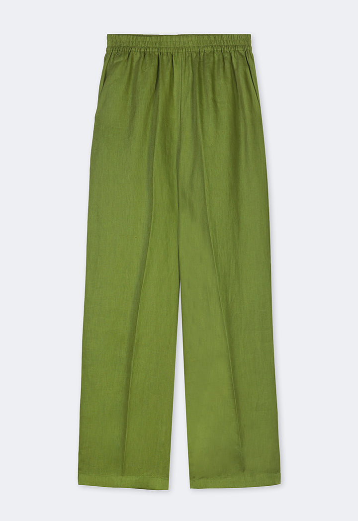 Choice High-Waist Straight-Cut Basic Trousers Green