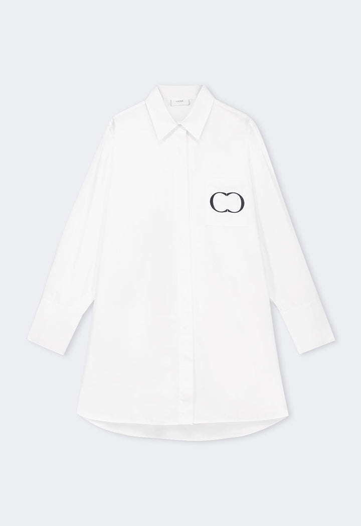 Choice Long Sleeve Embroidered Monogram Shirt Off White